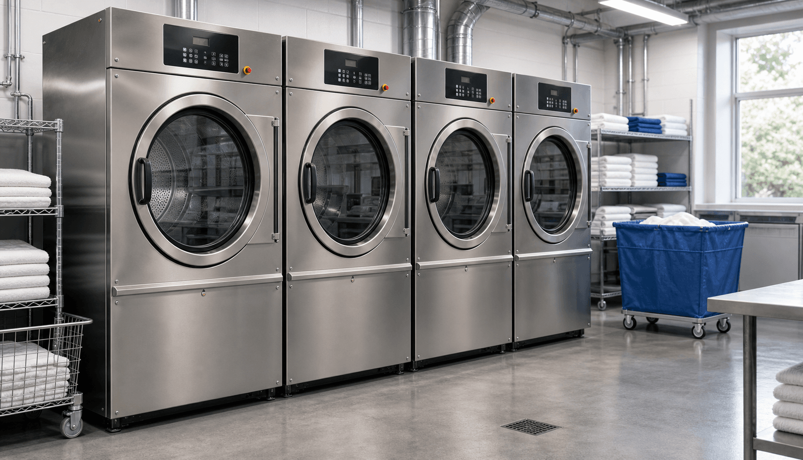 Commercial laundry area for dryer repair