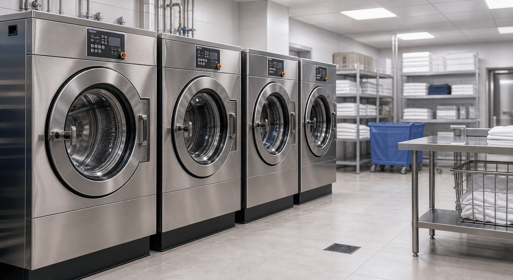 Commercial laundry area for washer repair