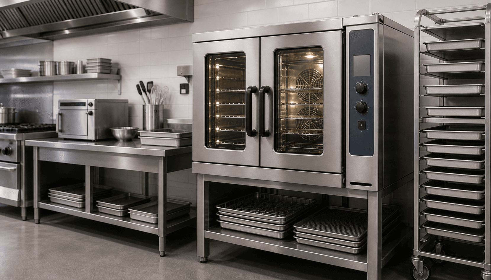Commercial kitchen area for oven repair